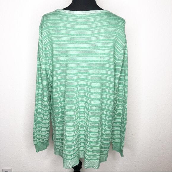 Soft Surroundings green and white striped tunic sweater size 3X - Picture 14 of 14